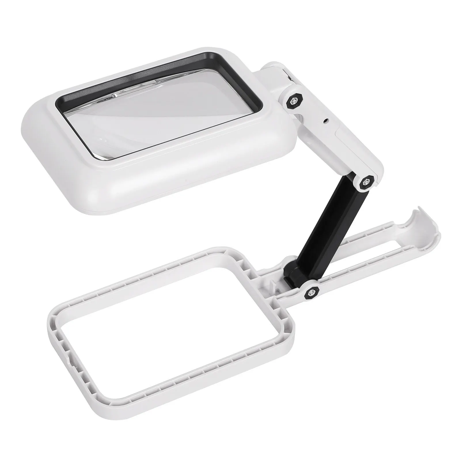 

Handheld Magnifier Lighted Magnifying Glass Lens Square Magnifier Foldable Tabletop Freestanding Magnifier with Warm