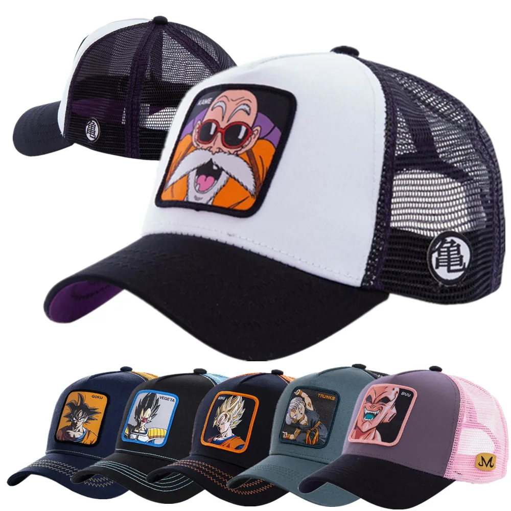 

New Anime Trucker Hat Dragon Ball Brand Baseball Cap High Quality Curved Brim Snapback Cap Gorras Casquette Dropshipping
