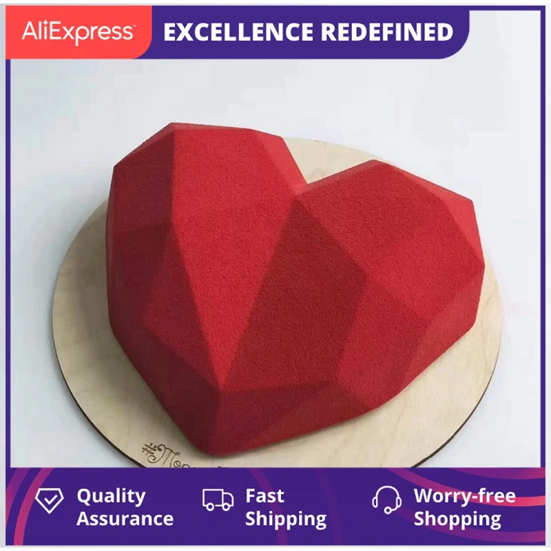 3d Алмазная форма в виде сердца десерта торта популярная силиконовая