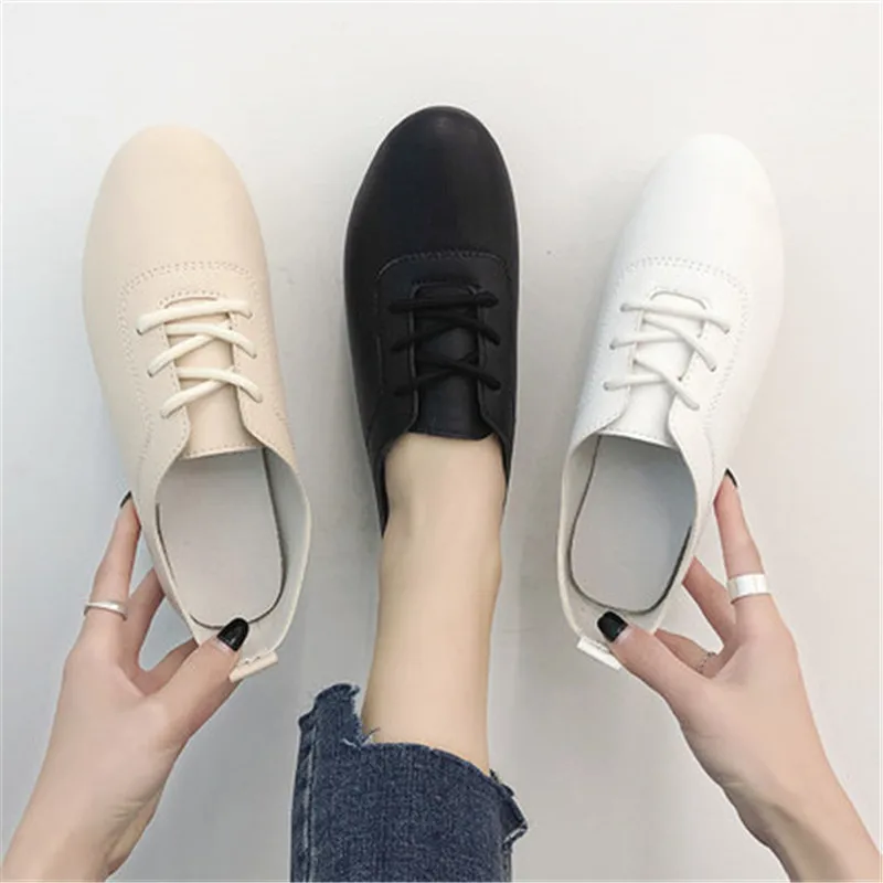 Женские балетки из мягкой кожи черные туфли-оксфорды на плоской подошве обувь