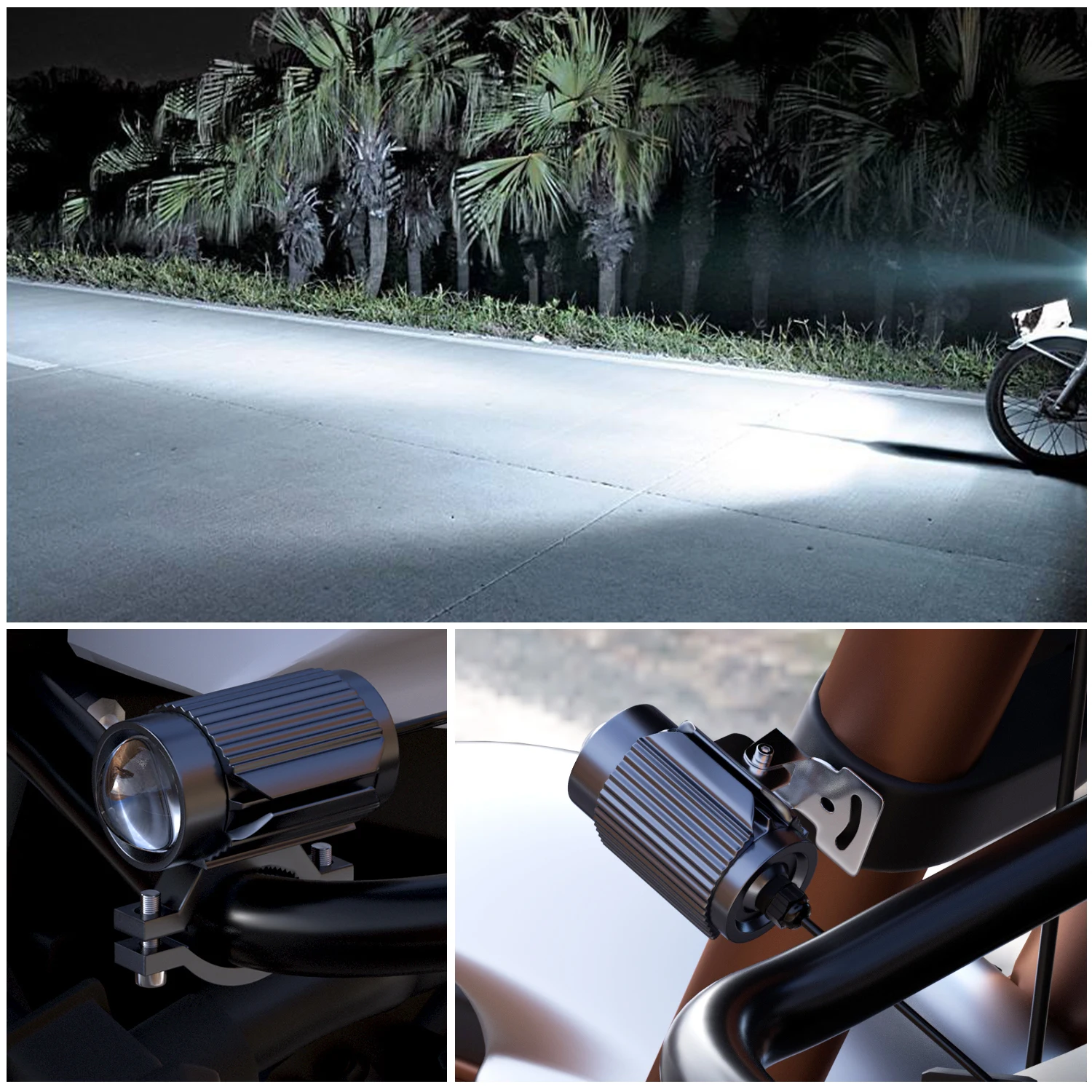 

LED Motorcycle Headlights 8V-85V Fog Lights Spotlights 3 Colors Metal Shell Waterproof Driving Lights