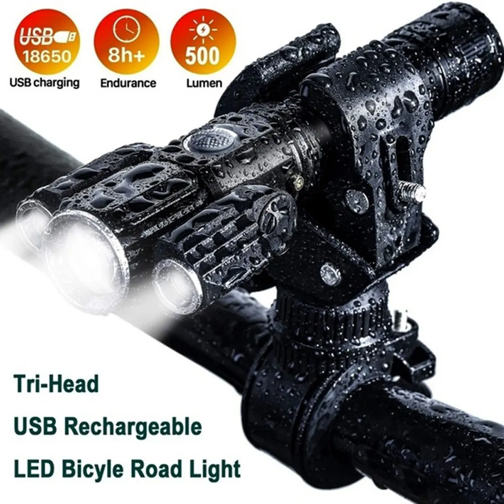 

T6 L2LED Aluminum Alloy Lamp Holder Airplane-Shaped Flashlight Multi-Function Glare Three Lamp Holder For Outdoor Night Riding