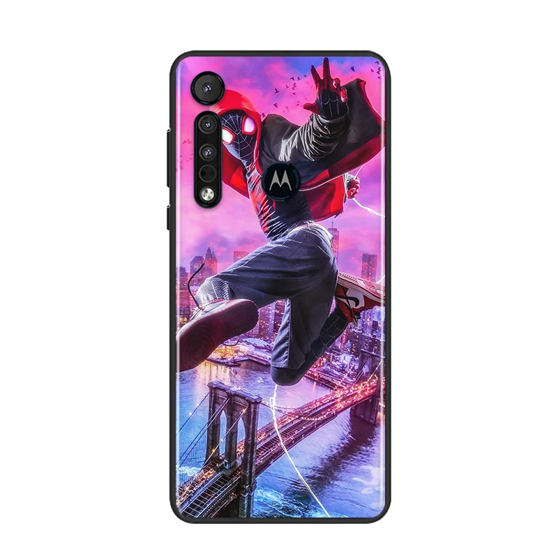 

Marvel Super Spiderman For Motorola G9 G8 G Edge One E7 E6 Power Lite Marco Hyper Fusion Plus Play Black Phone Case