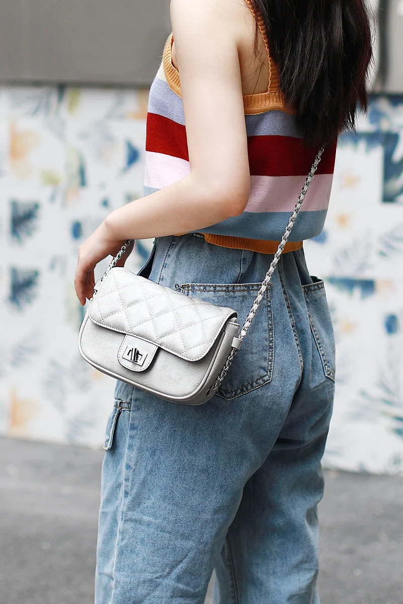 

New Fashionable Women's Bag Leisure Retro Chain Bag One-shoulder Genuine Leather Shoulder Bag