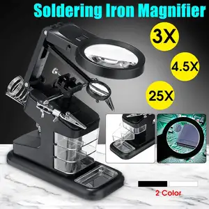 durable soldering iron station stand welding magnifying glass clip clamp 3 hand helping desktop magnifier soldering repair tool free global shipping