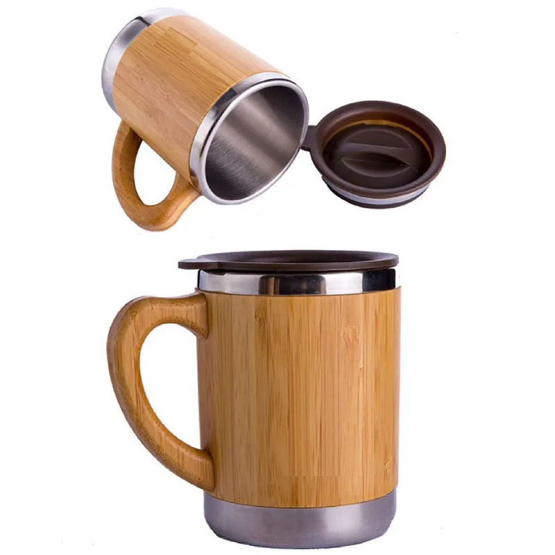 Кружка из натурального бамбука с вкладышем нержавеющей стали чашка для питья