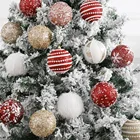 1 шт., ручная работа, 8 см, блестящие Рождественские шары, красные, розовые, золотые, шампанские, белые, подвесные Рождественские елочные Подвески, новогодний подарок 2022, рождественский подарок
