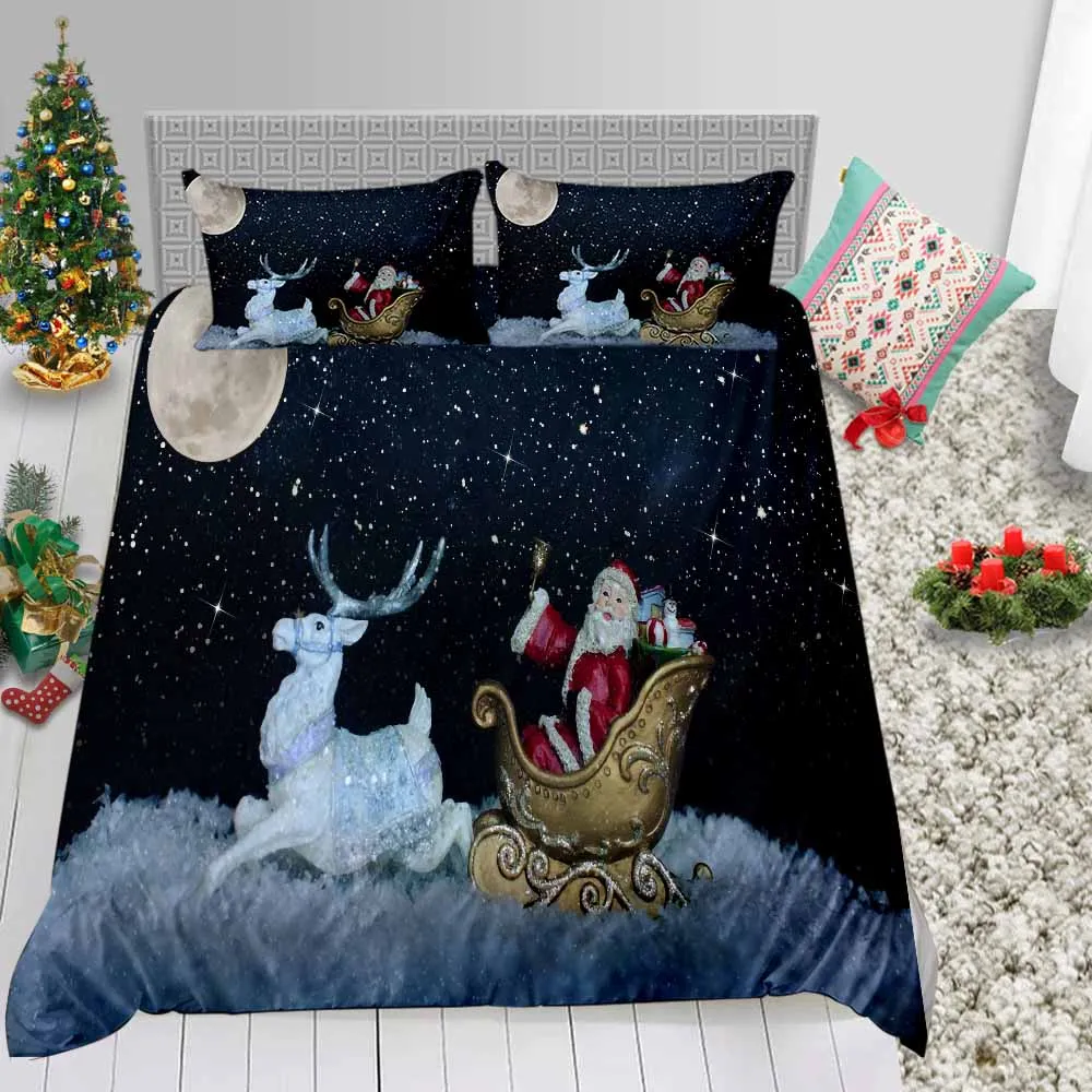Merry Christmas Санта Клаус горячая Распродажа постельных принадлежностей пододеяльник Твин Полный размер Королева праздник подарки простыня - Цвет: 2