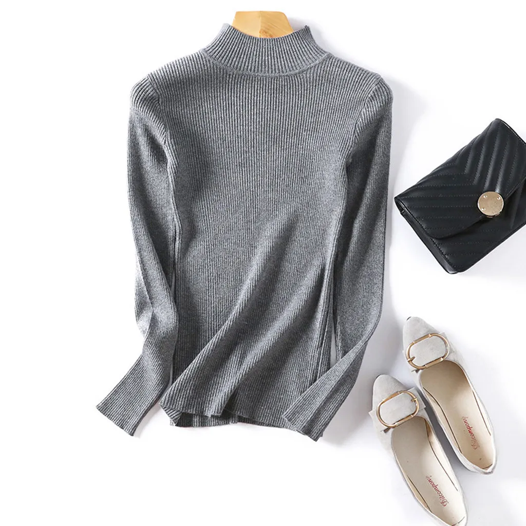 Женский Вязанный свитер SAGACE зимний с длинным рукавом и воротником под горло