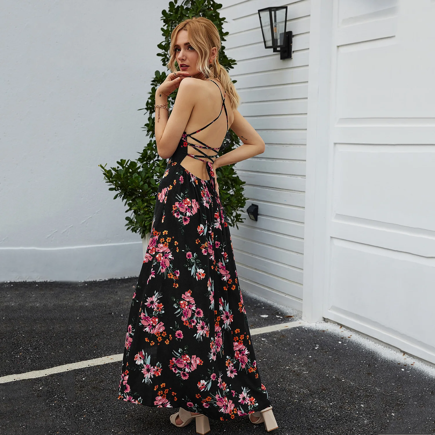 

Floral Print Sexy Dress Sleeveless Summer Dress for Women Camisole Dress Casual Sundress Dress Spaghetti Strap