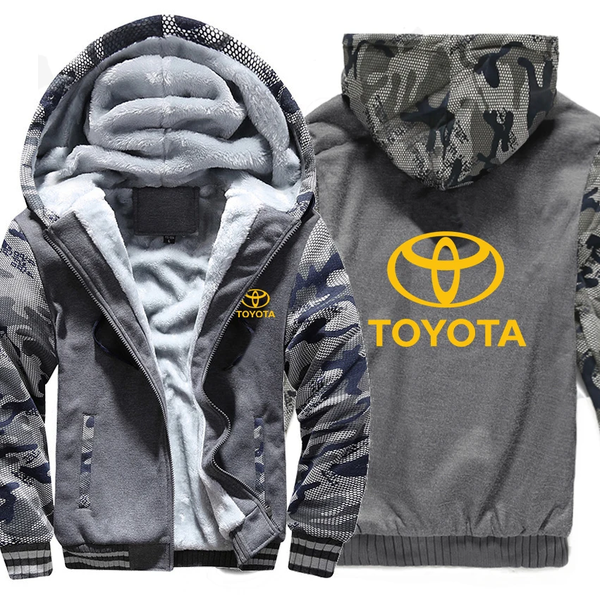

Toyota Hoodies Winter Camouflage sleeve Jacket Men Wool Liner Fleece Toyota Sweatshirts