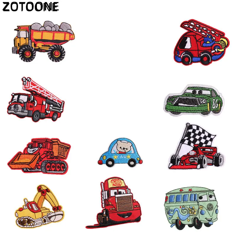 

ZOTOONE Мультяшные автомобильные нашивки, технические характеристики, железо на одежде, теплопередающая аппликация, вышитая ткань, ткань G