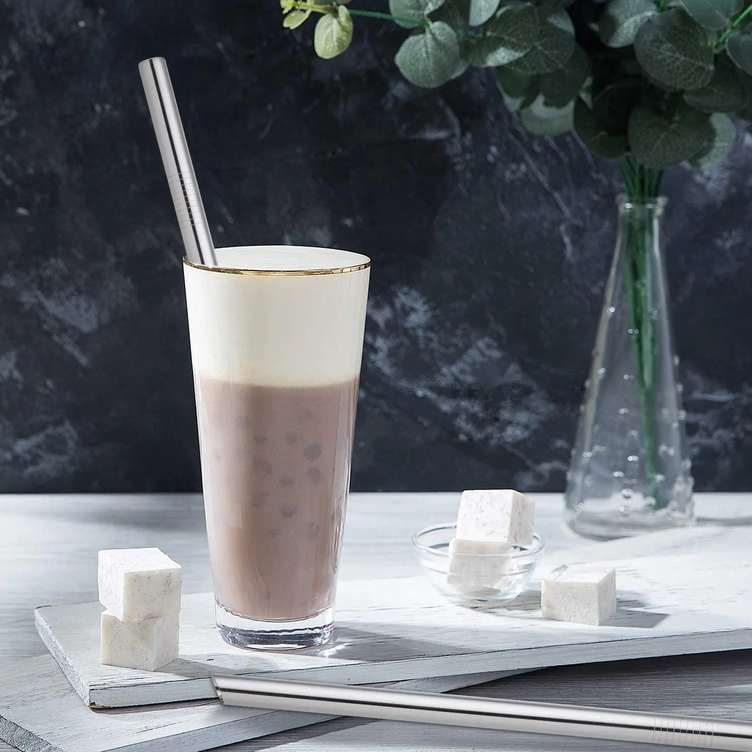 Многоразовая Питьевая соломинка 12 мм Boba металлическая экологически чистая