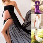 Платье для беременных однотонное с разрезом спереди и коротким верхом