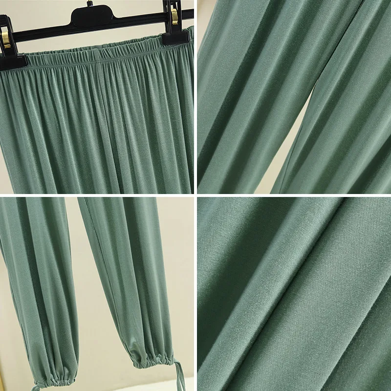 Женские свободные брюки до щиколотки хлопковые однотонные шаровары ярких цветов