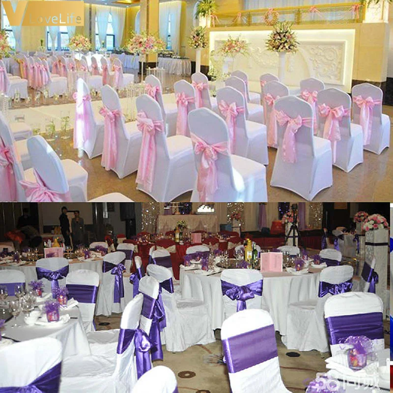 

100pcs Satin Chair Sash Bow 6 x 108inch Ties For Banquet Wedding Party Chair Cover Craft Decoration Supplies High Quality