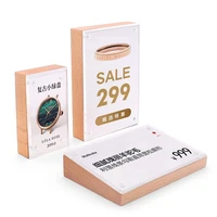 90x55mm tabletop acrylic menu paper holder display stand counter wood sign holder price label display stand