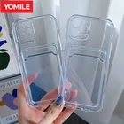 Чехол-кошелек для iPhone 11, 12 Pro, XS Max, Mini, X, XR, 7, 8 Plus, SE, 2, с отделением для карт, прозрачный, противоударный