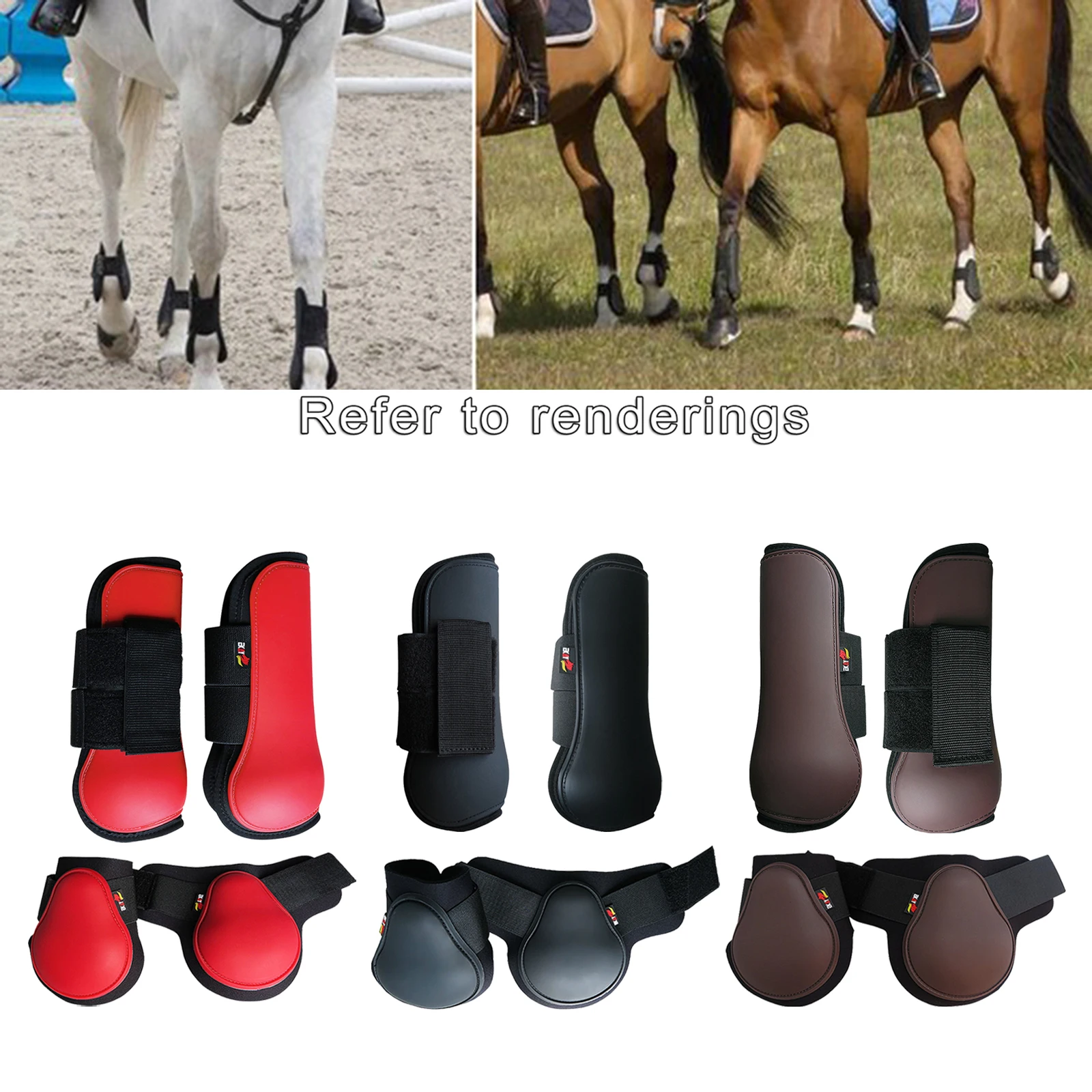 Horse Leg Tendon Boots Exercise Adjustable Brace PU Leather Protective Guard | Спорт и развлечения