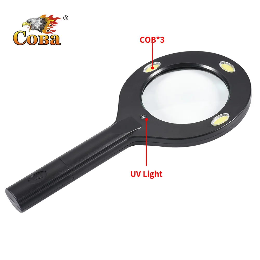 COBA светодиодный портативный светильник водонепроницаемая лупа 2 * AA батареи