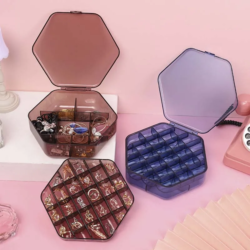 

Transparent Plastic Multilayer Children Hair Accessories Box Desktop Cosmetics Jewelry Manicure Double layer Storage Box