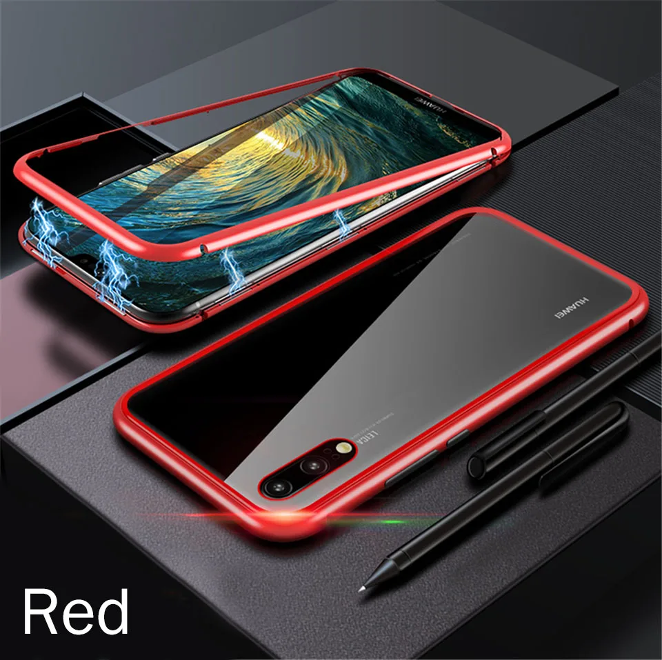 Red Магнитная Адсорбция противоударный чехол для samsung Galaxy A50 A70 A40 A20 A10 A30 A7 S8 S9 S10e Примечание 10 9 8 Plus кейс на заднюю панель - Цвет: Red