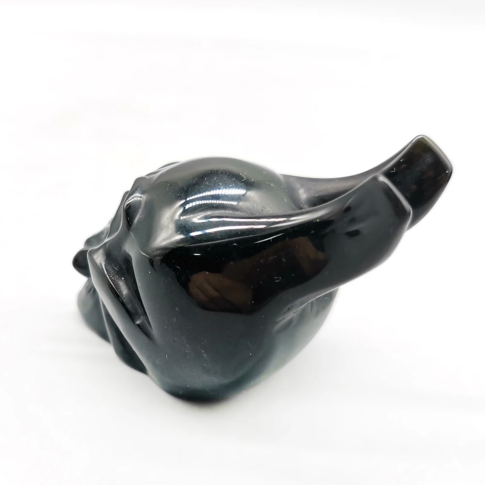 

Natural Obsidian Demon Skull Hand Caved Quartz Crystal Skull Halloween Gift Healing Crystal Stone Crafts Home Decoration