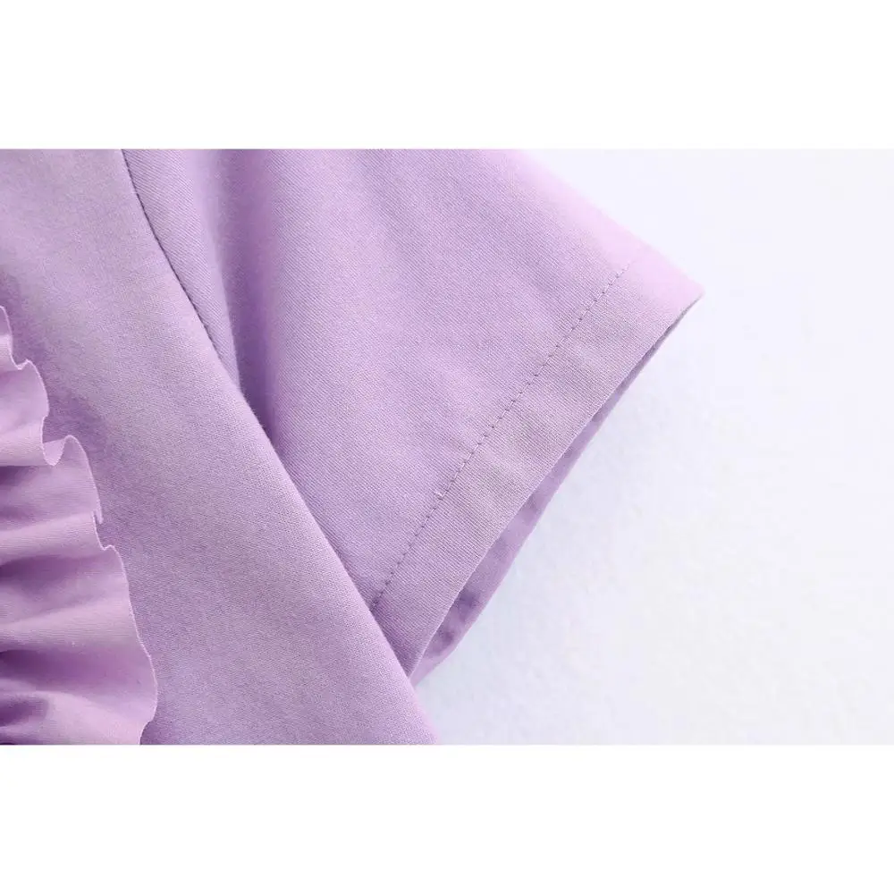 Стильная женская футболка лавандового цвета ZA Camisas Femininas базовая с коротким