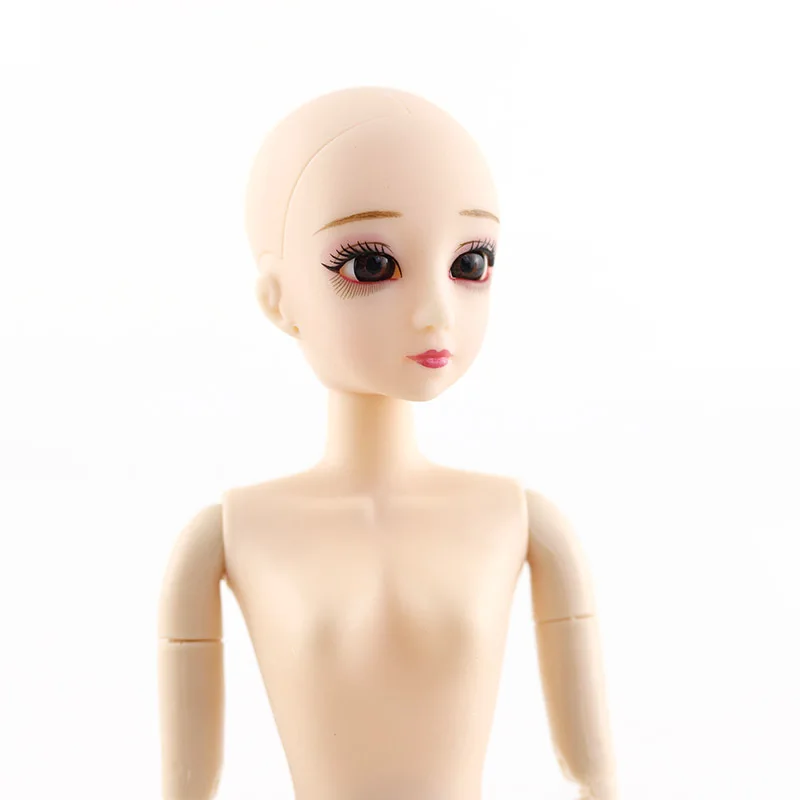 No Hair 1/6 30 см BJD куклы 3D глаза 20 суставов подвижное обнаженное тело DIY прямые золотисто-коричневые волосы женские Figma тело кукла игрушка Подарки - Цвет: No Hair