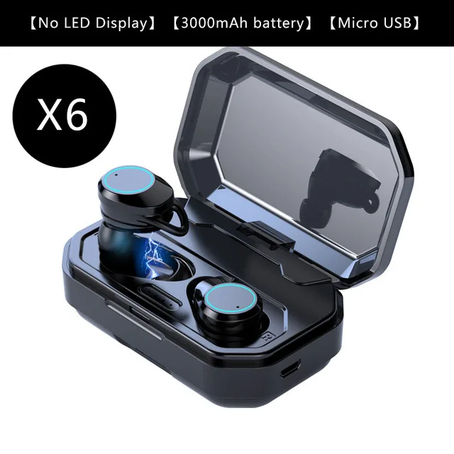 TWS X6 Bluetooth наушники V5.0 беспроводные 9D стереозвук IPX7 водонепроницаемый с 3300 мАч
