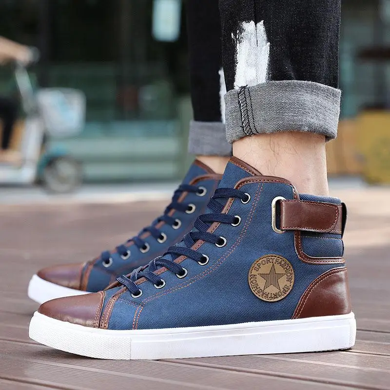 Mens Designer Trainers High Top Men Shoes Canvas Casual SPRING Autumn Male Footwear Patchwork Plus Size | Обувь