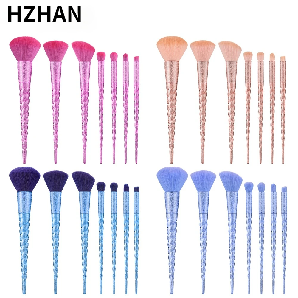 

HZHAN New and Practical Makeup Brush Set Carry Makeup Brushes Set Makeup Tools Makeup Set 7Sticks Brush Set Glitter Brush Makeup