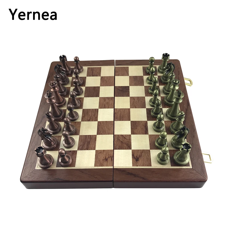 Yernea Interesting Chess Game Classic Chess Pieces Wooden Chessboard Chess Game Set Parent-child gifts Adult Educational