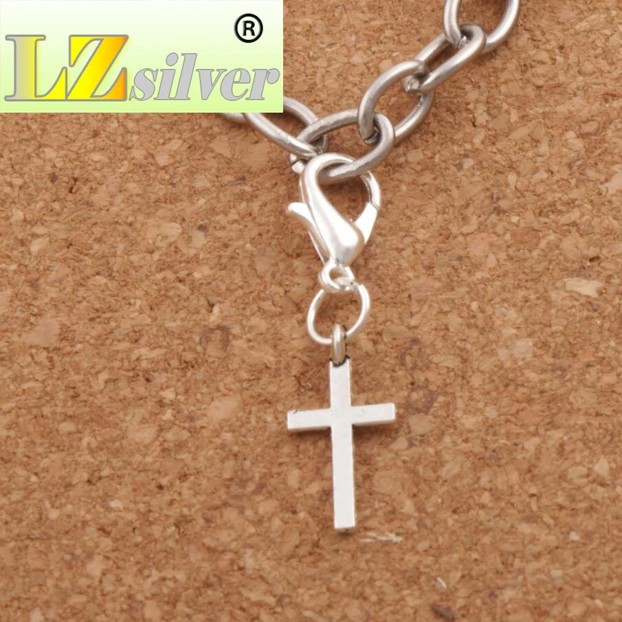 Cylindrical Cross Charm Beads Clasp European Lobster Trigger Clip On 8x30.1mm 150PCS Zinc Alloy Small C429