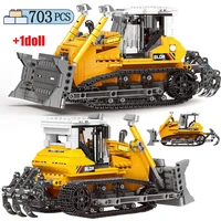 city technical engineering excavator car building blocks bulldozer crane cement mixer truck bricks toy for children gift