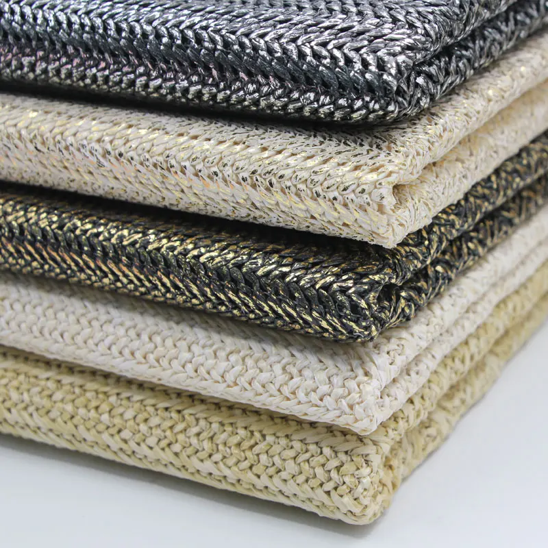 Eco-Friendly PP Raffia Woven Fabric Breathable Handmade DIY Straw Bag Material Fabric 45x140cm