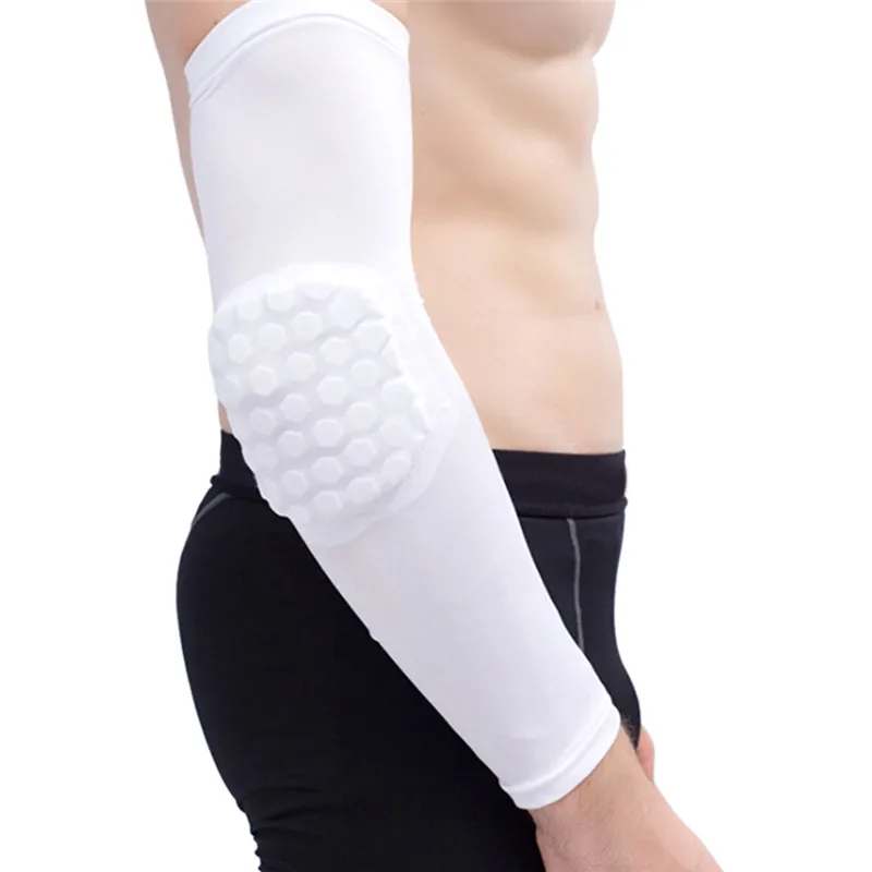 

High Elastic Anti-collision Long Arm Sleeve Support Basketball Shooting Elbow Arm Warmers Pad For Men Women Gym Sports Honeycomb