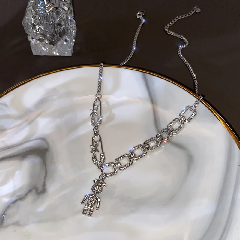 Винтажные Многослойные кристаллы медальон в виде медведя Ожерелье для женщин