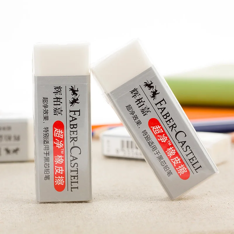 4 шт. ластик для карандашей Faber Castell 187151 белая мягкая резина 62*22*12 мм супер чистый