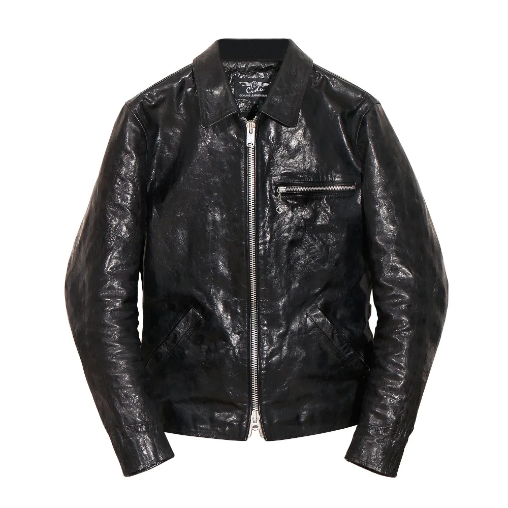 

Free Delivery Luxury Italy Horsehide Jacket. Japanese style leather coat Classic men's thin fur coat, high quality sales