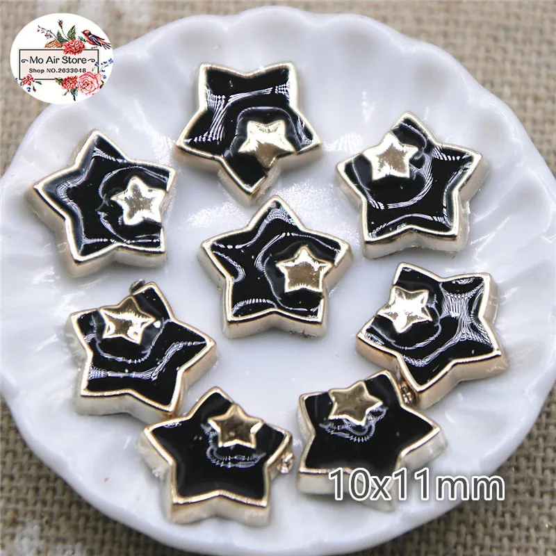 50 шт. 11 мм Нежные белые/черные пуговицы в форме звезды для дома сада ремесла