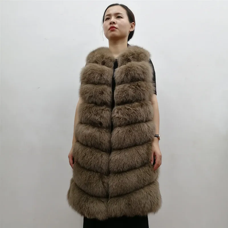 Жилет женский из натурального синего лисьего меха плотный без рукавов зимний 2019 |