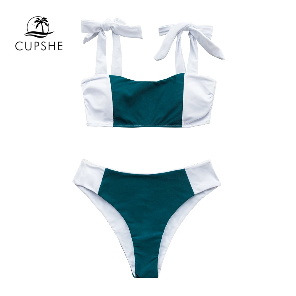 CUPSHE цветной бандо низкая посадка бикини наборы сексуальный бант купальник с