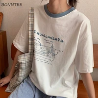 t shirt women o neck friends preppy cute printed summer leisure harajuku chic streetwear all match basic tops ins ulzzang soft