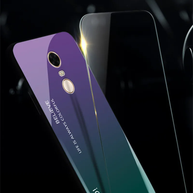 Чехол для Xiaomi Redmi Note 4X чехол с градиентом из закаленного стекла мягкая