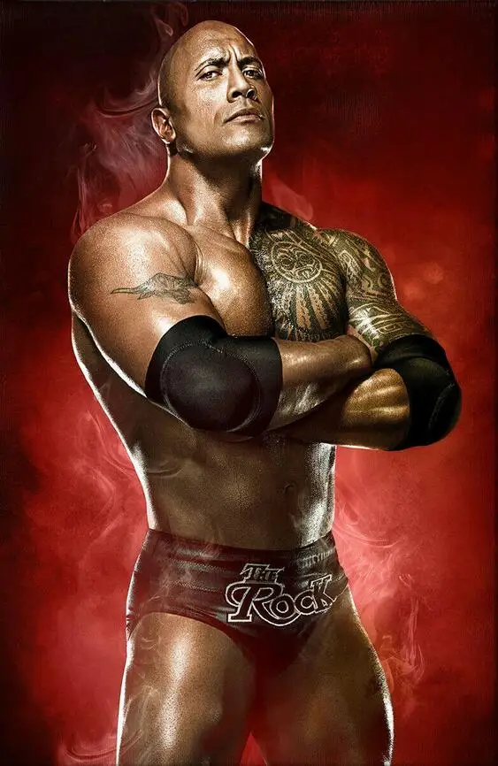 

Шелковый плакат Dwayne Johnson с рисунком рок-борьбы, 24x36 дюймов