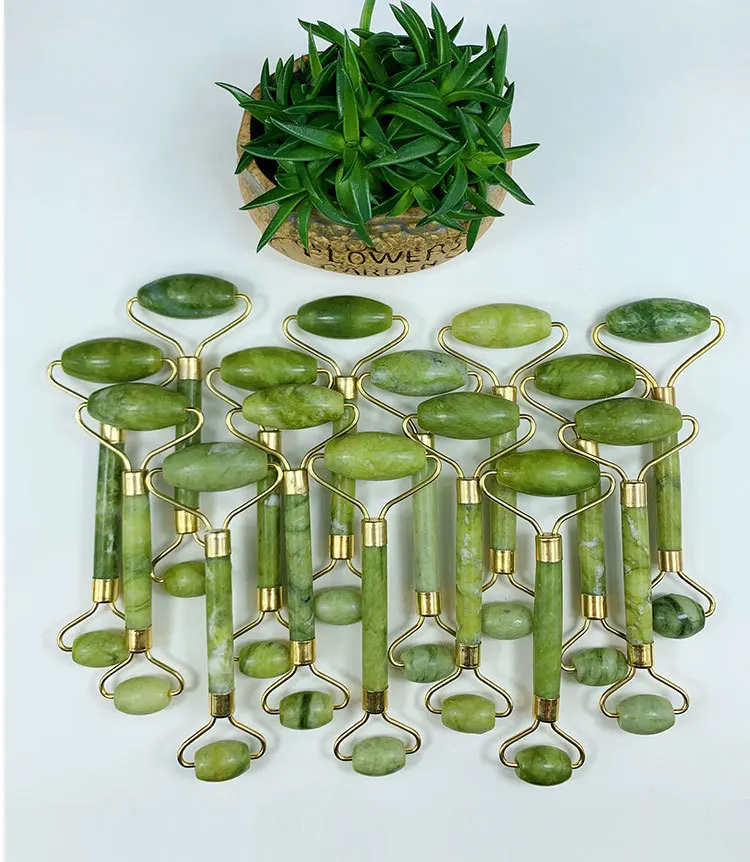 

Green Pink Jade Roller Massager For Face Natural Stone Slimming Lift Massage Facial Tools For Chin Neck Beauty Skin Care Tools