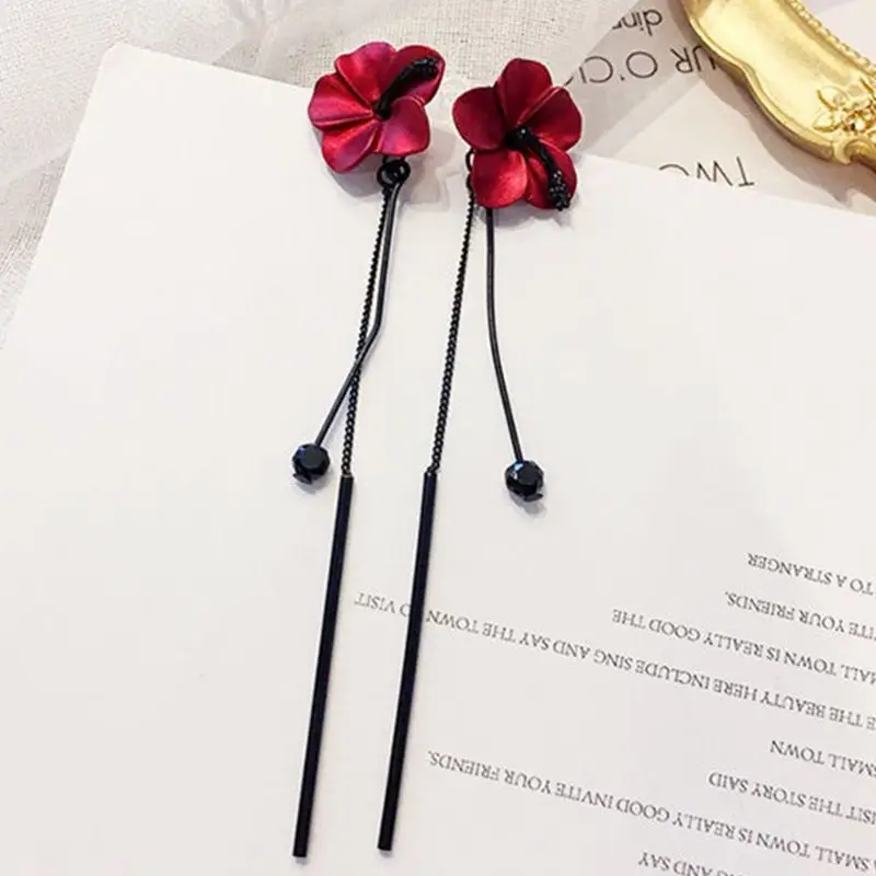

Fashion stud earrings camellia Tassel Earrings Women Party Leaverback Earrings Gift