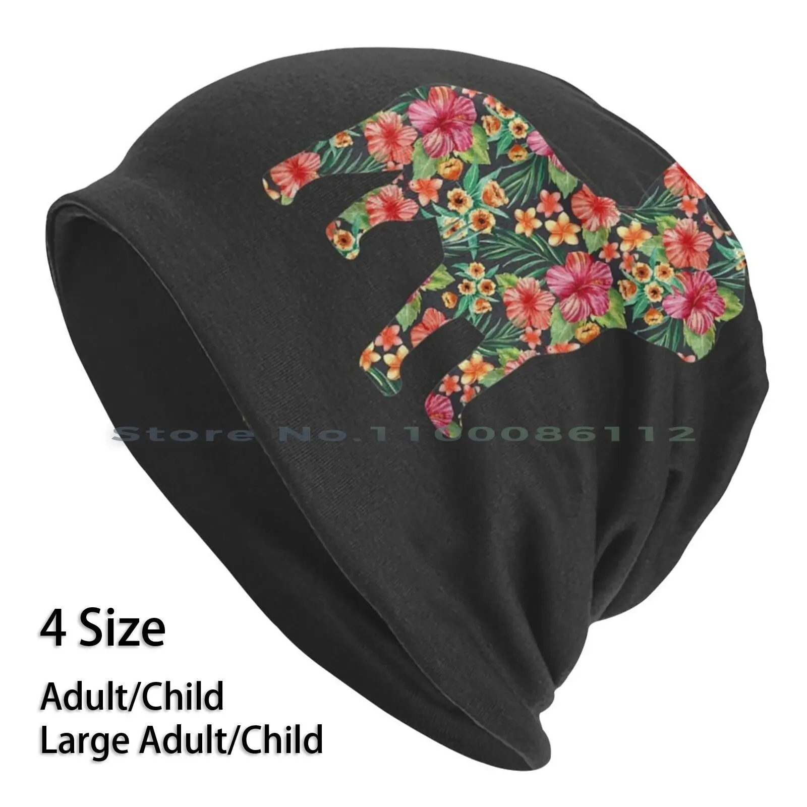 

French Bulldog Flower Floral Frenchie Dog Silhouette Beanies Knit Hat Mom Love Father With Perfect Vacations Graduation Fiance