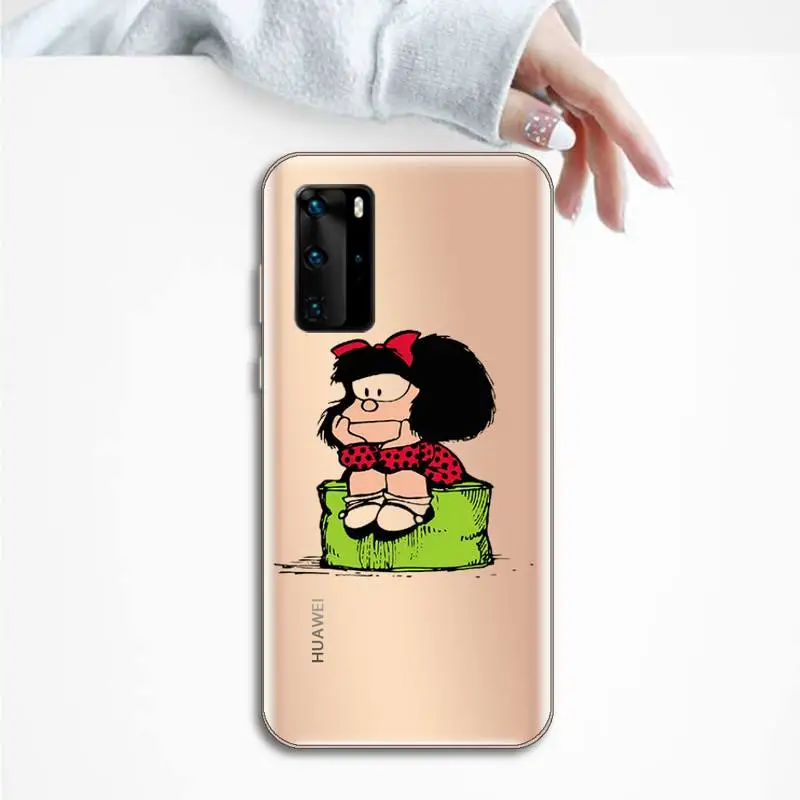 

Quino e mafalda Phone Case Transparent for Huawei P20 P30 P40 honor 8 10i P smart 2019 Samsung A71 A21S S10 20 plus